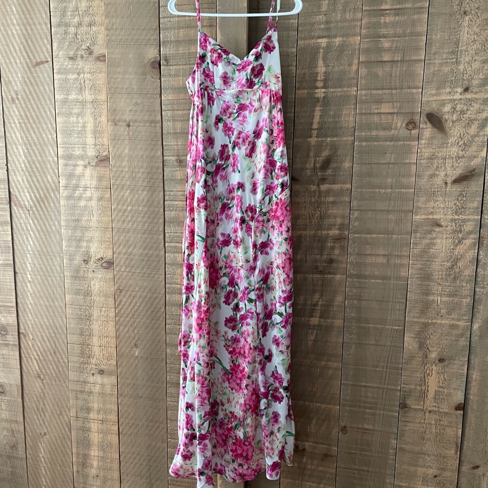 Floral Maternity Maxi Dress with Pink and White Pattern